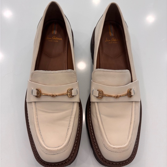 Sam Edelman Shoes - Sam Edelman Cream Laurs Loafers with Gold Buckle Women’s Size 11